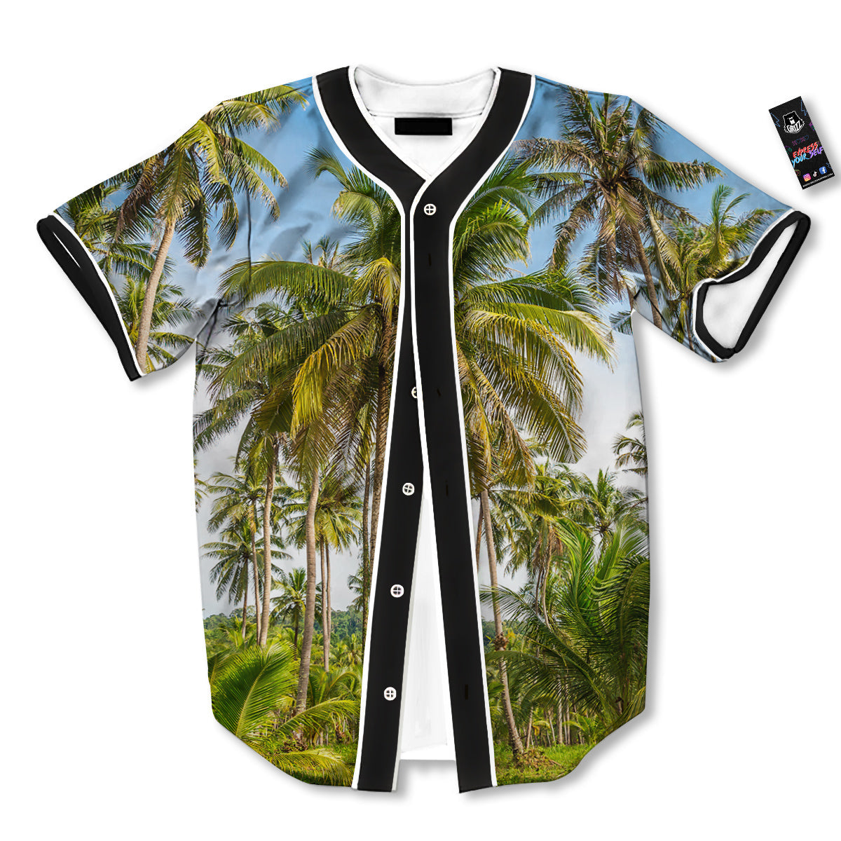 Coconut Tree Print Baseball Jersey-grizzshop