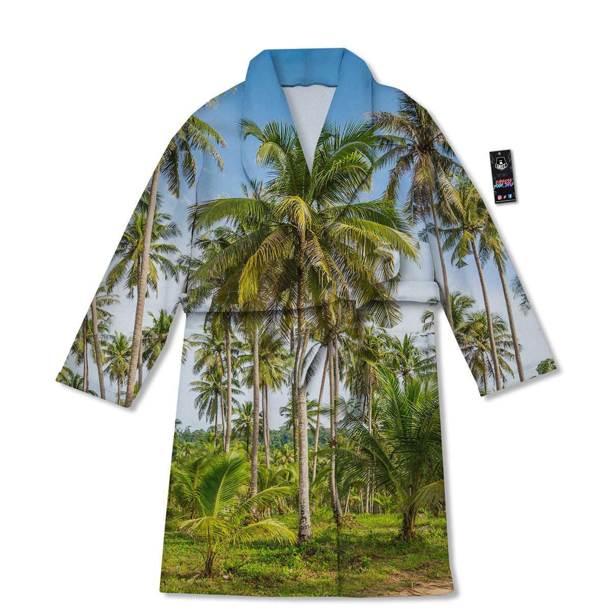 Coconut Tree Print Bathrobe-grizzshop