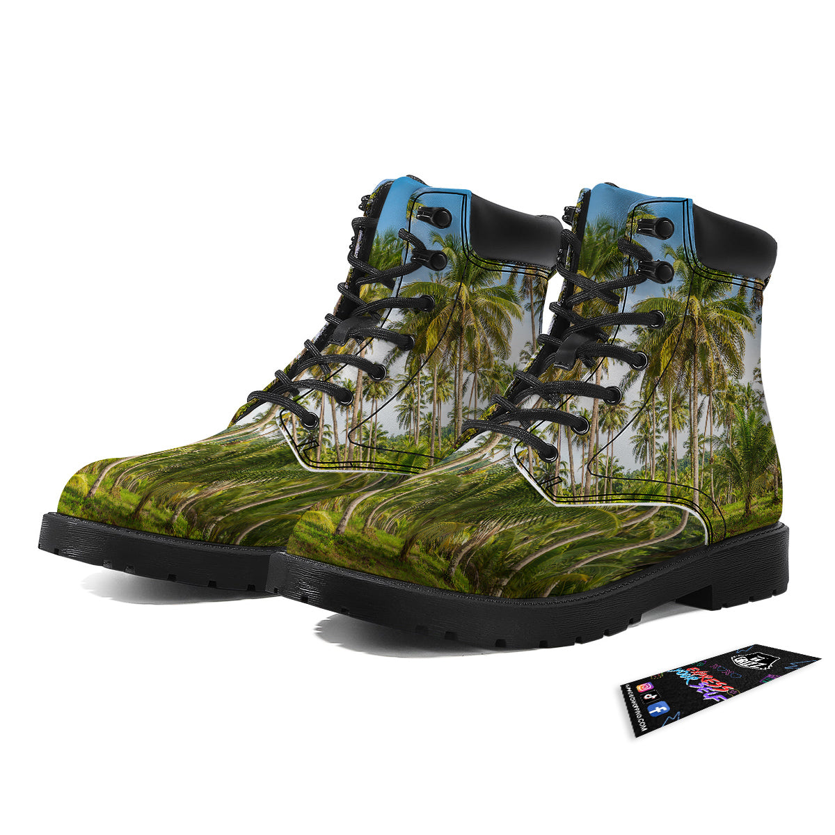 Coconut Tree Print Boots-grizzshop