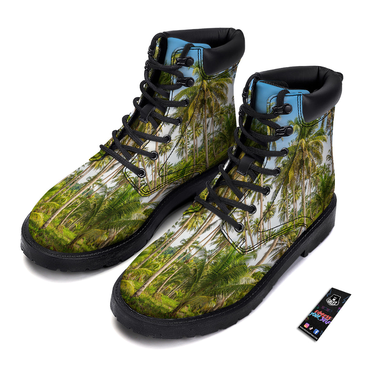 Coconut Tree Print Boots-grizzshop