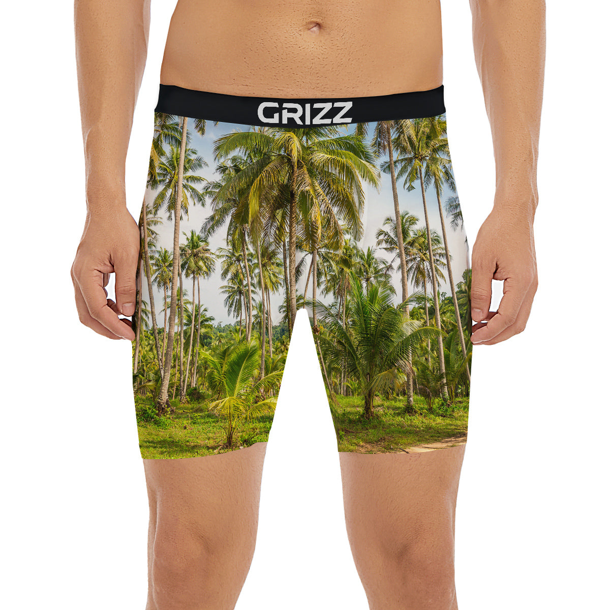 Coconut Tree Print Boxer Briefs-grizzshop