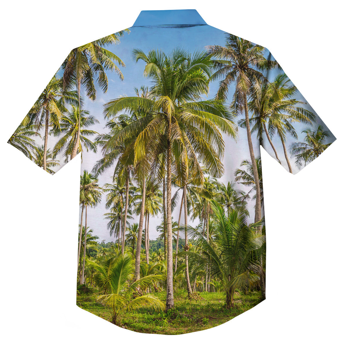 Coconut Tree Print Button Up Shirt-grizzshop