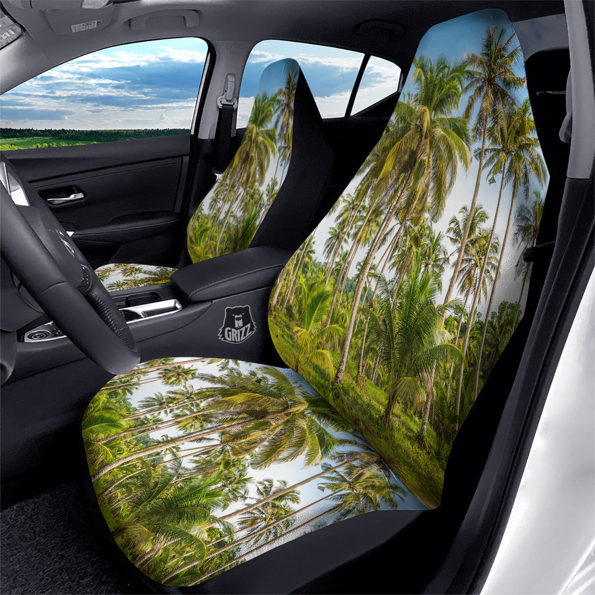 Coconut Tree Print Car Seat Covers-grizzshop