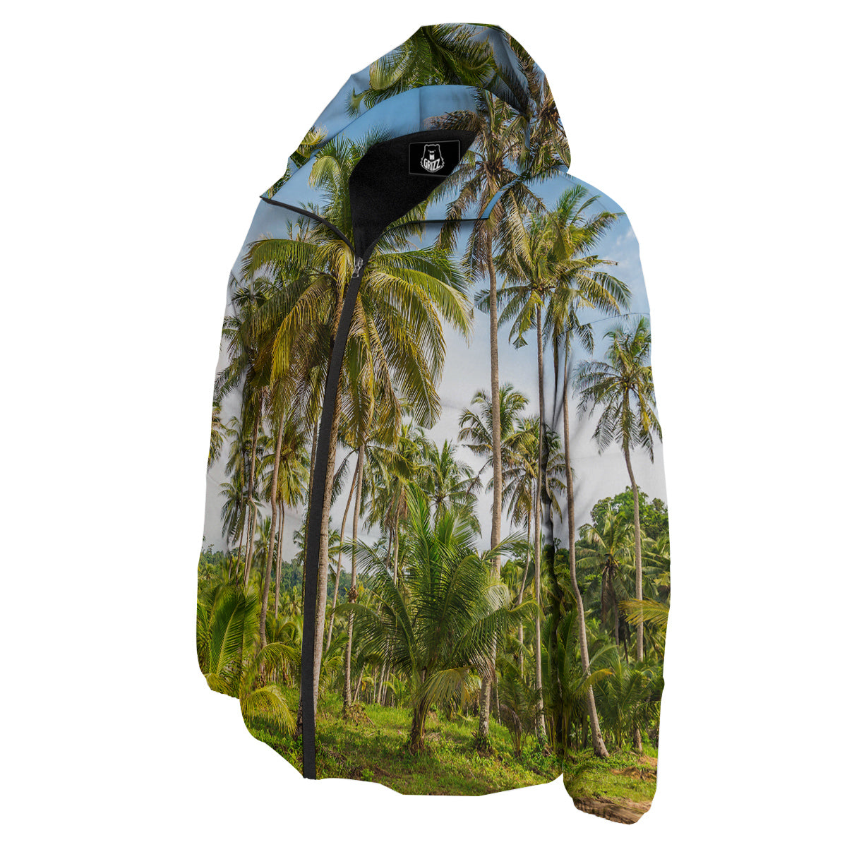 Coconut Tree Print Down Jacket-grizzshop