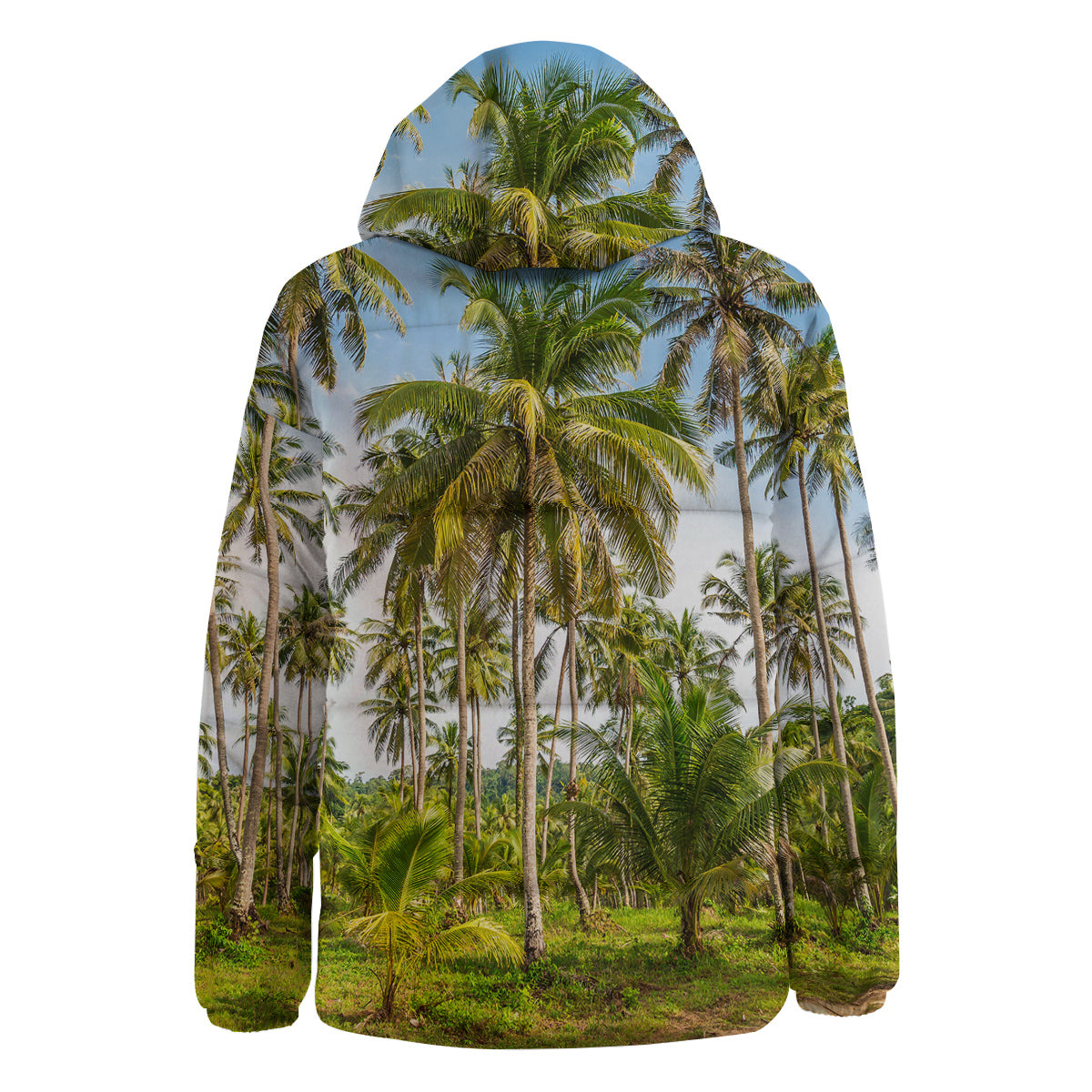 Coconut Tree Print Down Jacket-grizzshop
