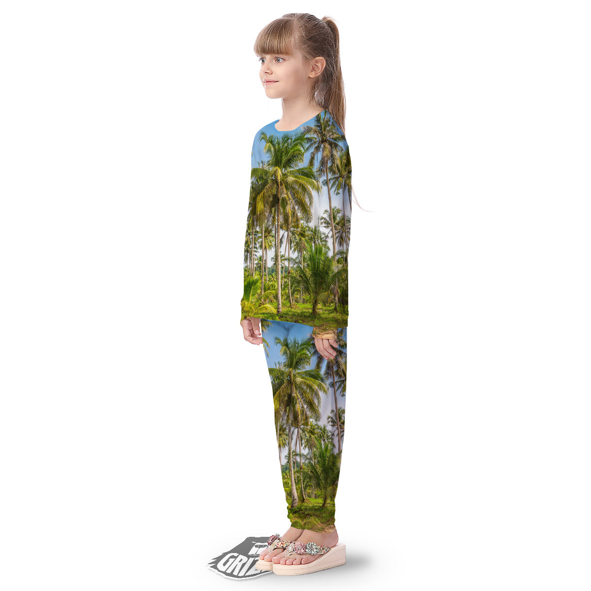 Coconut Tree Print Kid's Pajamas-grizzshop