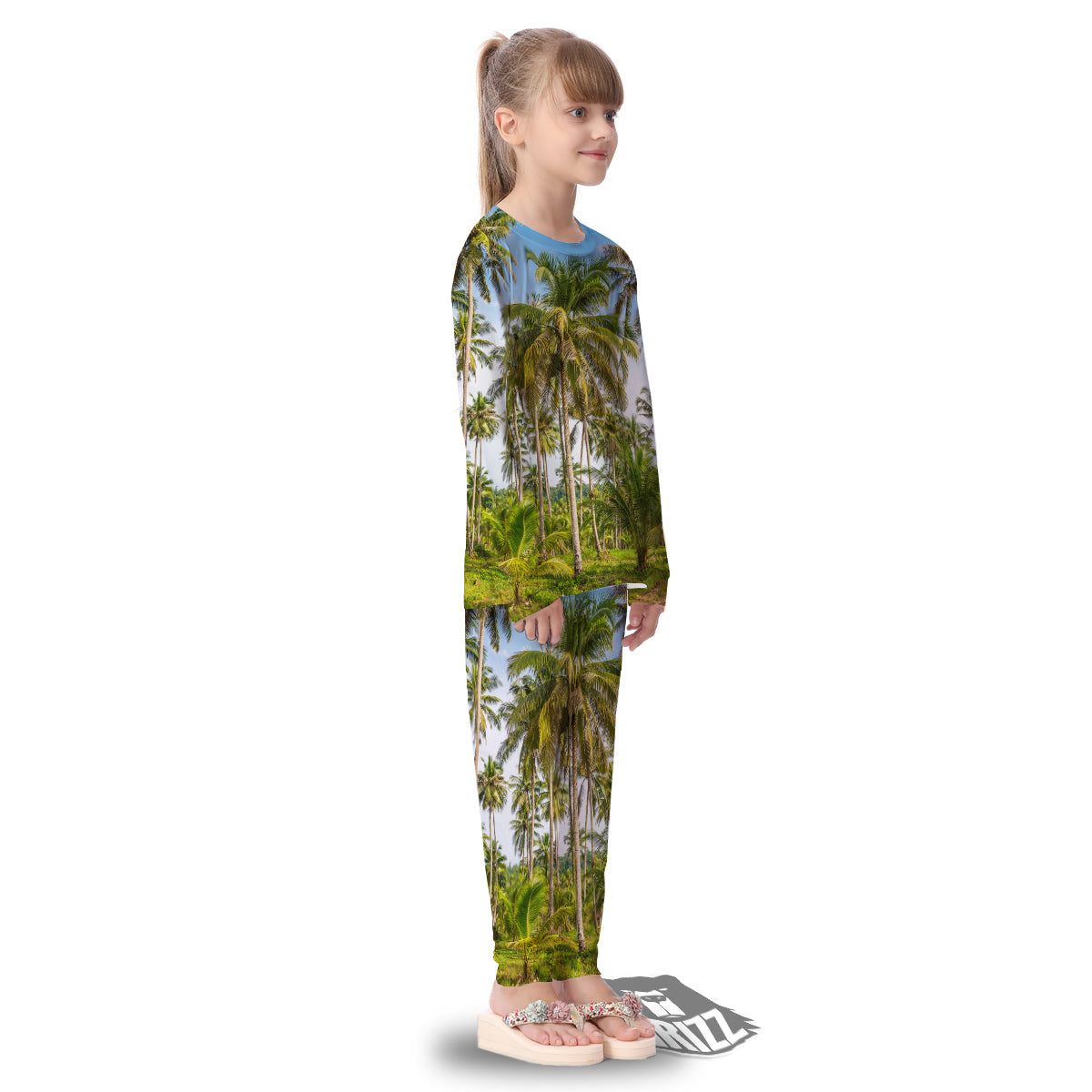 Coconut Tree Print Kid's Pajamas-grizzshop