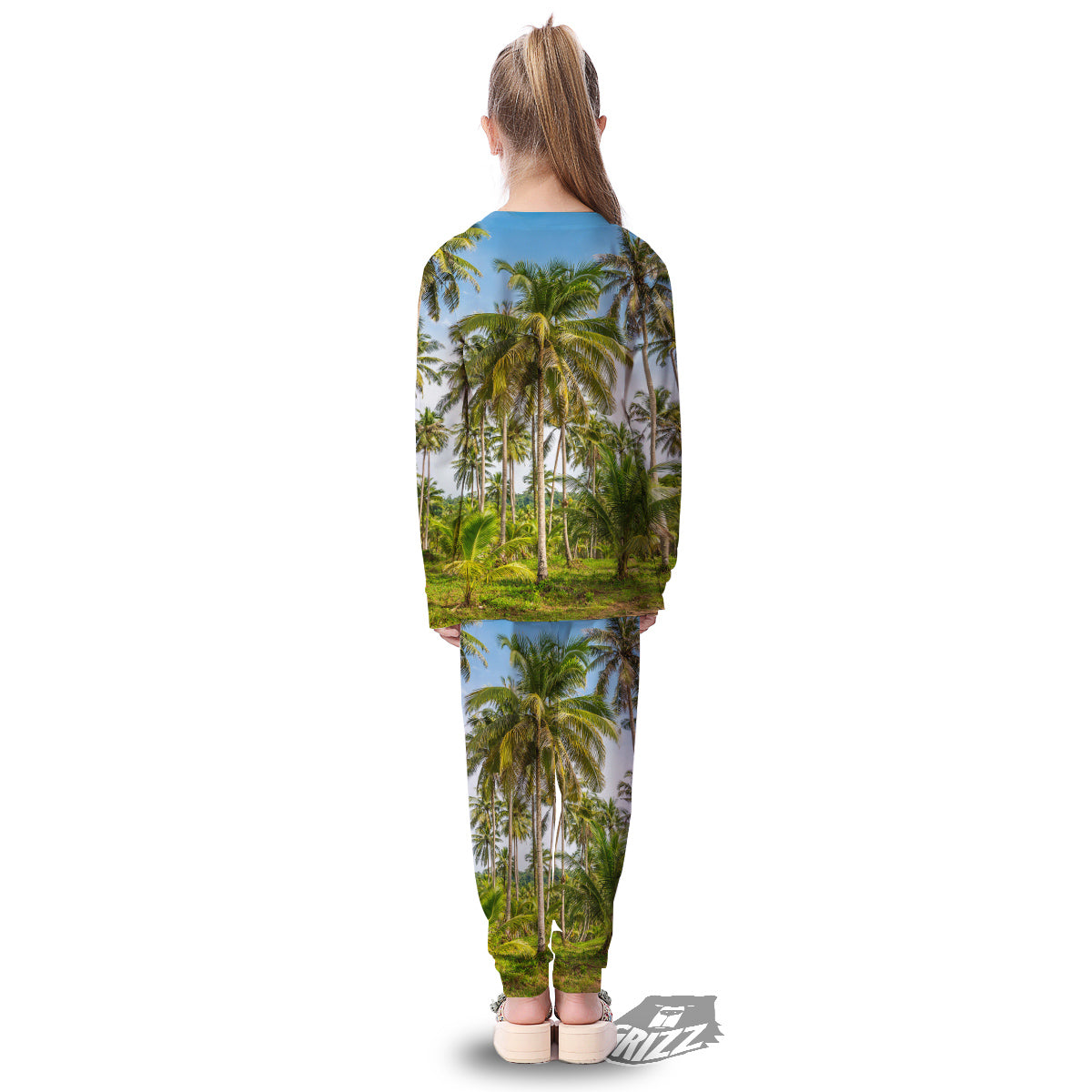 Coconut Tree Print Kid's Pajamas-grizzshop