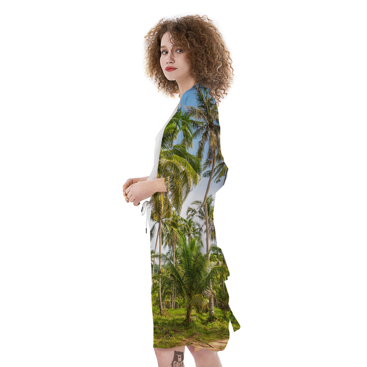 Coconut Tree Print Kimono-grizzshop