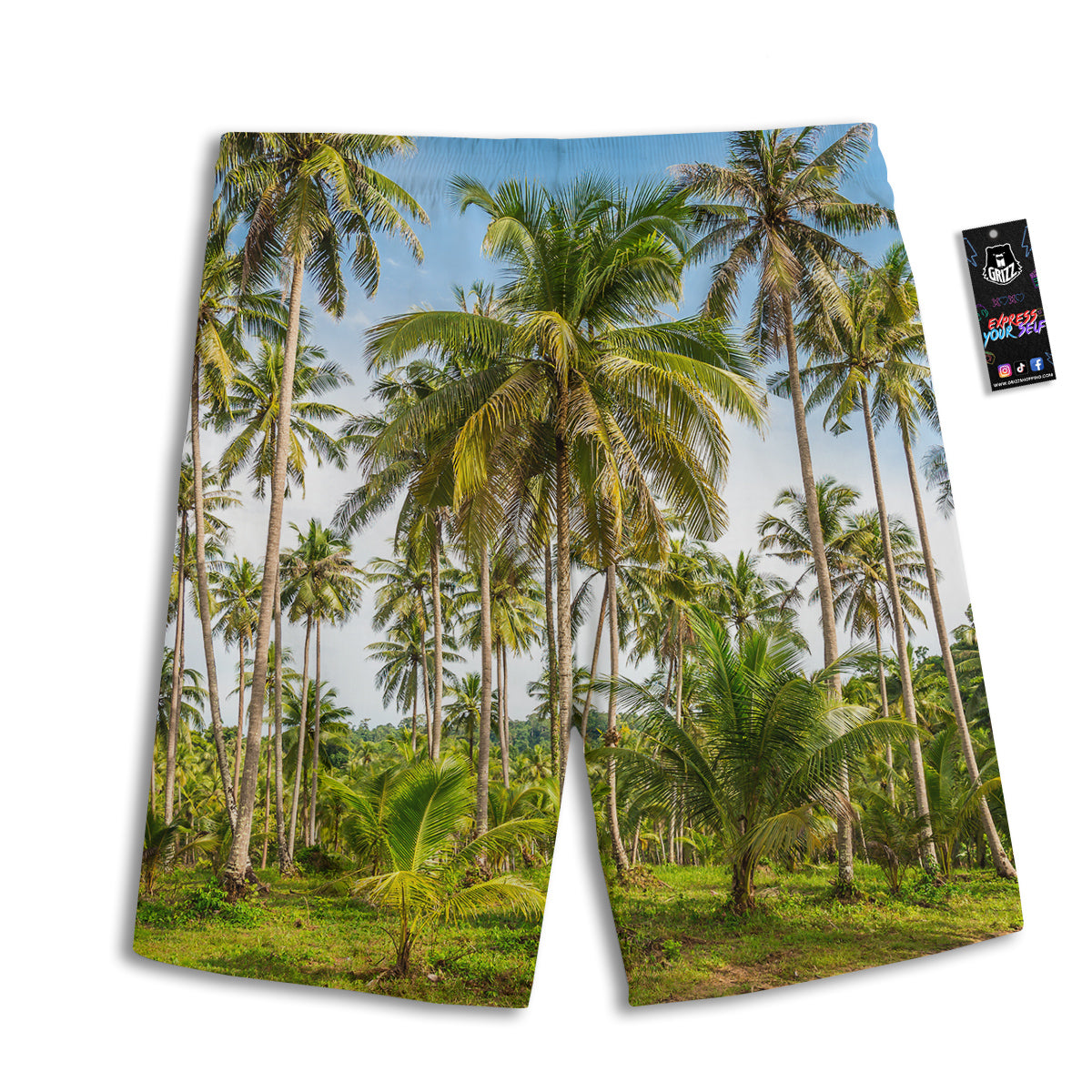 Coconut Tree Print Men's Athletic Shorts