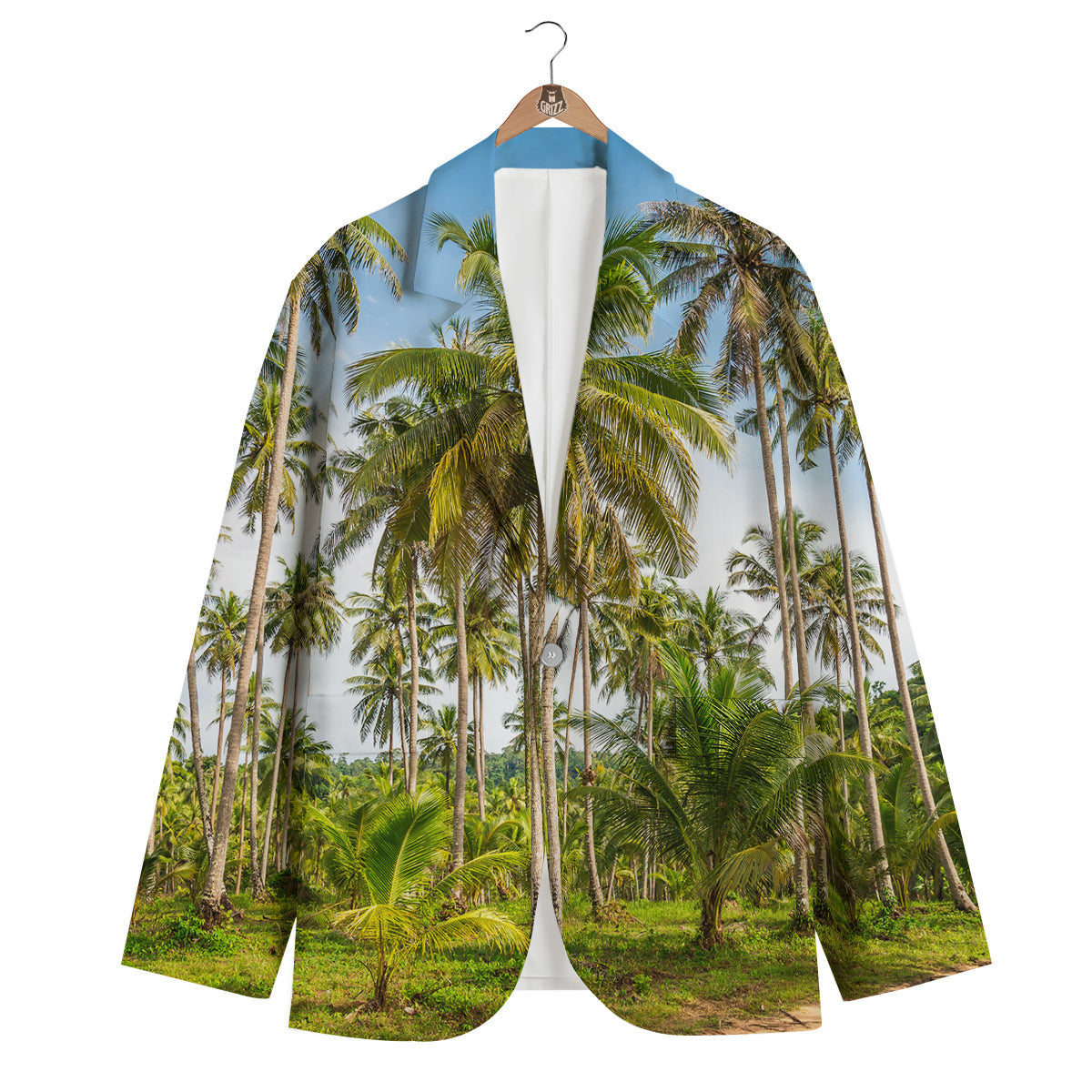 Coconut Tree Print Men's Blazer-grizzshop