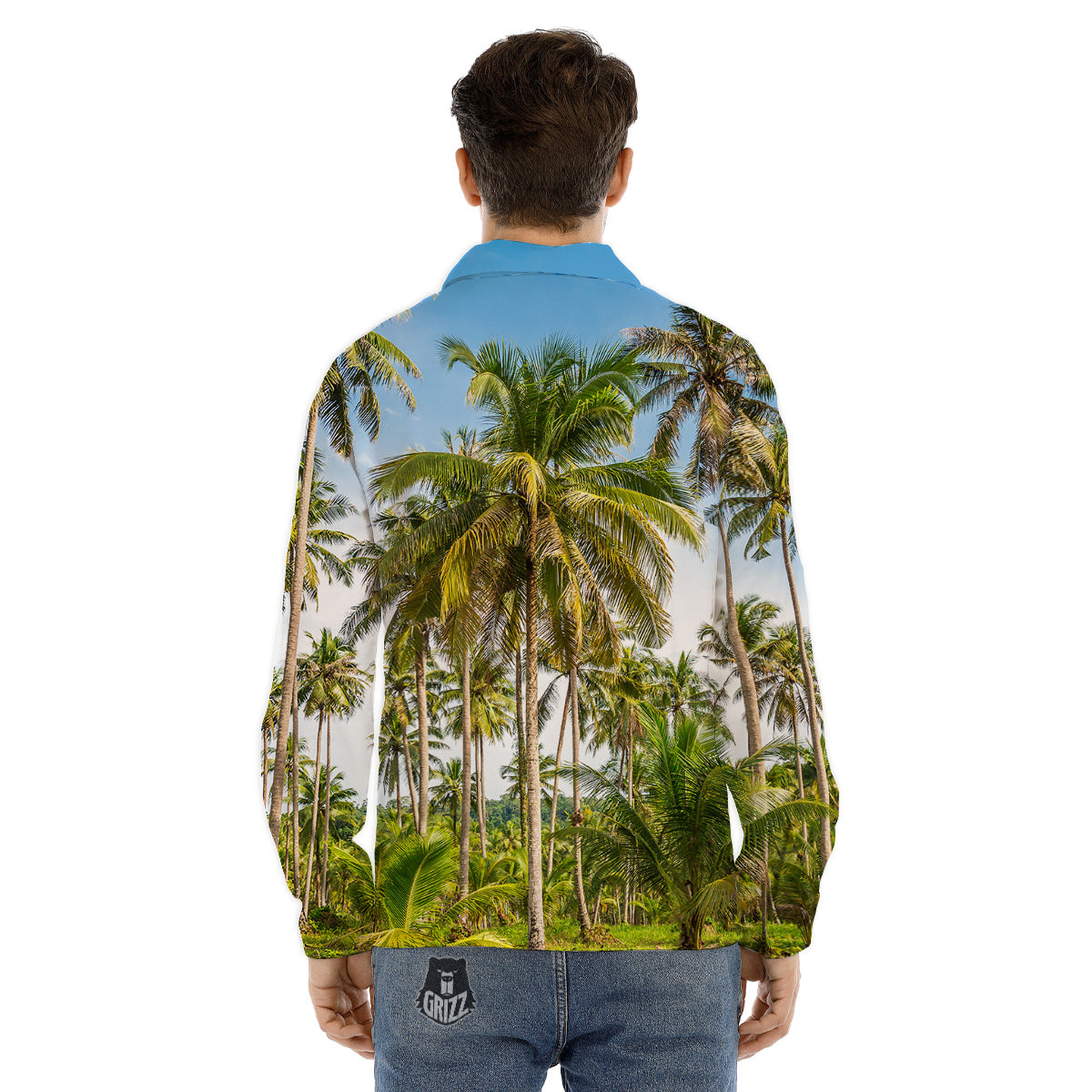Coconut Tree Print Men's Dress Shirts-grizzshop