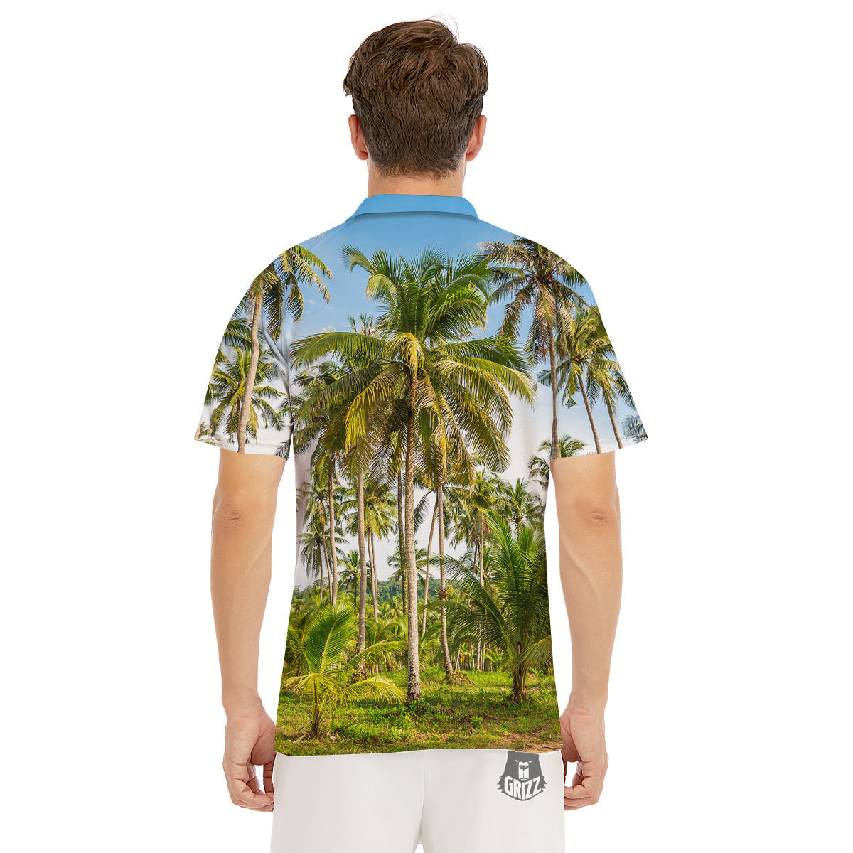 Coconut Tree Print Men's Golf Shirts-grizzshop