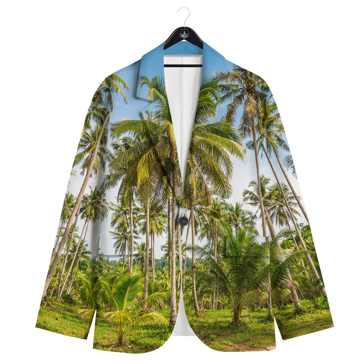 Coconut Tree Print Men's Sport Coat-grizzshop