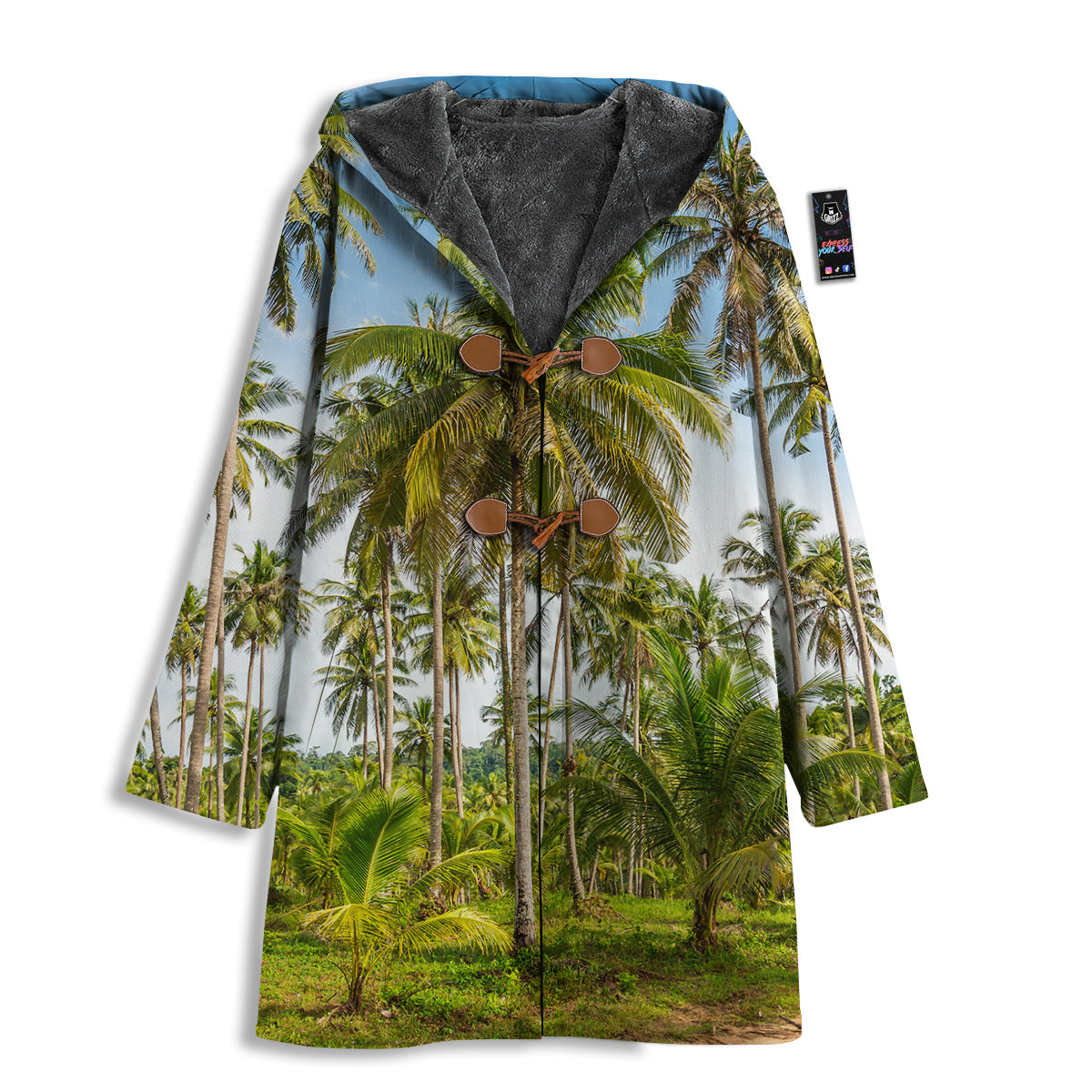 Coconut Tree Print Men's Windbreaker Jacket-grizzshop