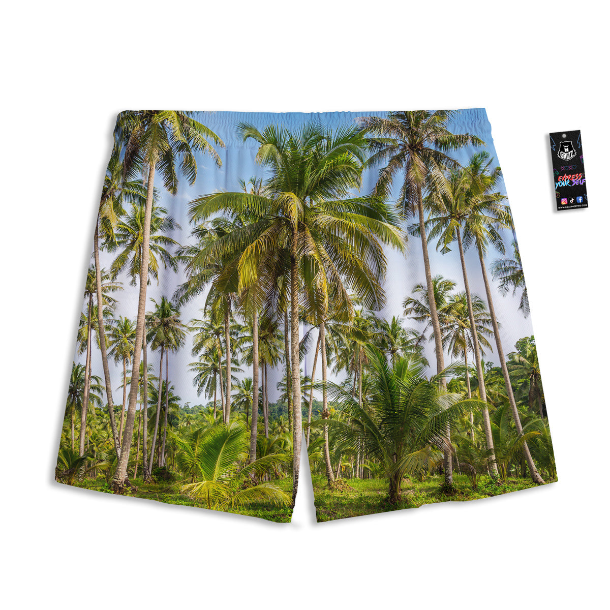 Digital Camo White And Green Print Mesh Shorts
