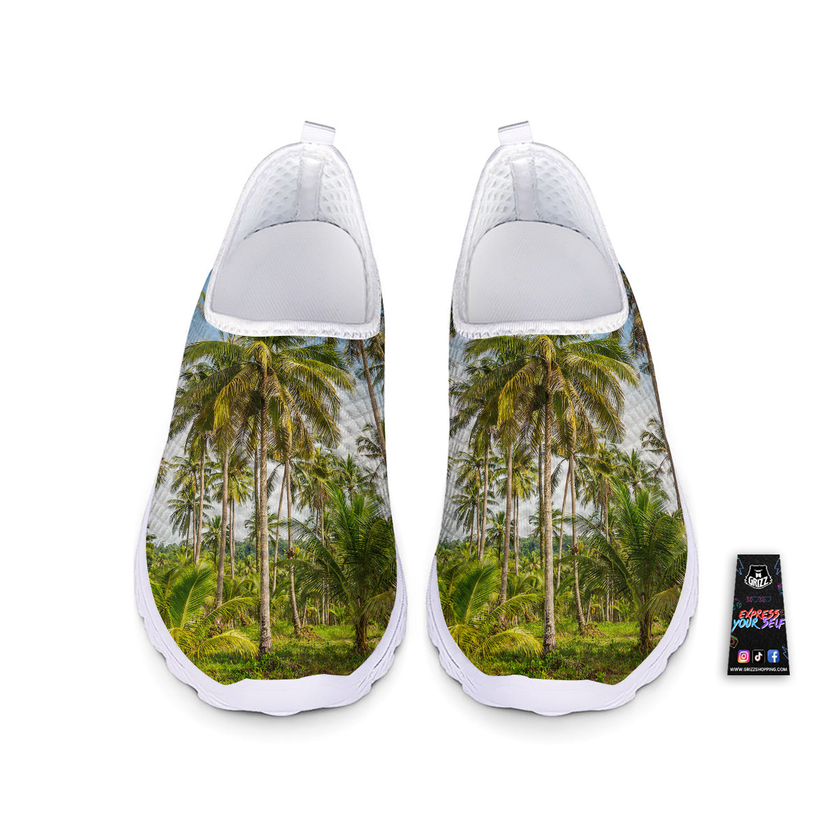 Coconut Tree Print Nurse Shoes-grizzshop