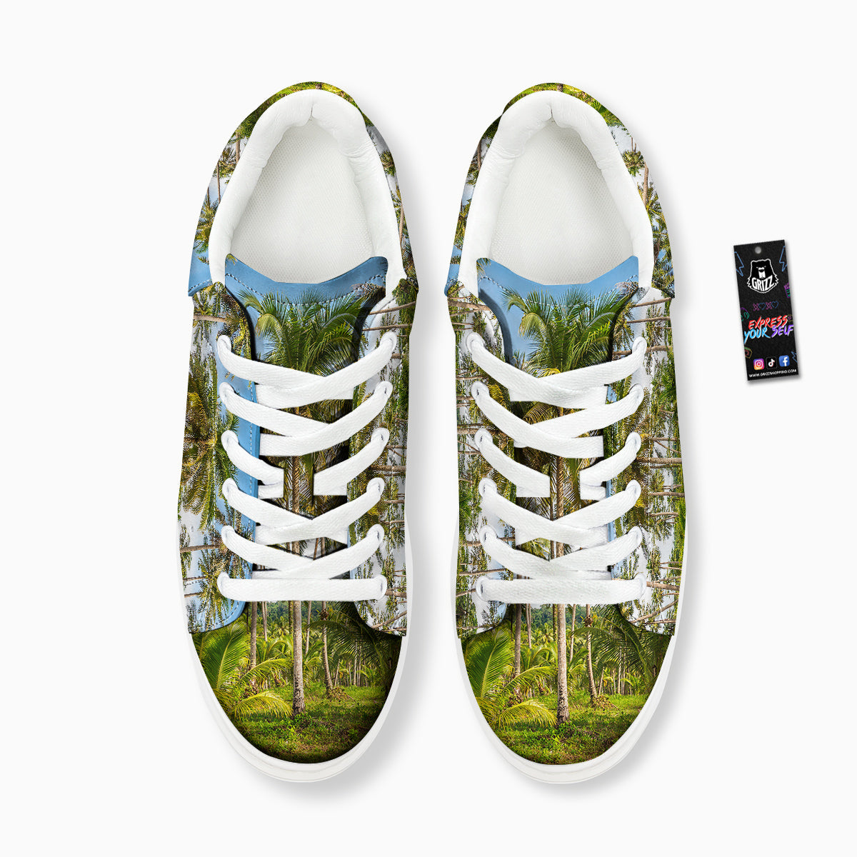 Coconut Tree Print Platform Shoes-grizzshop