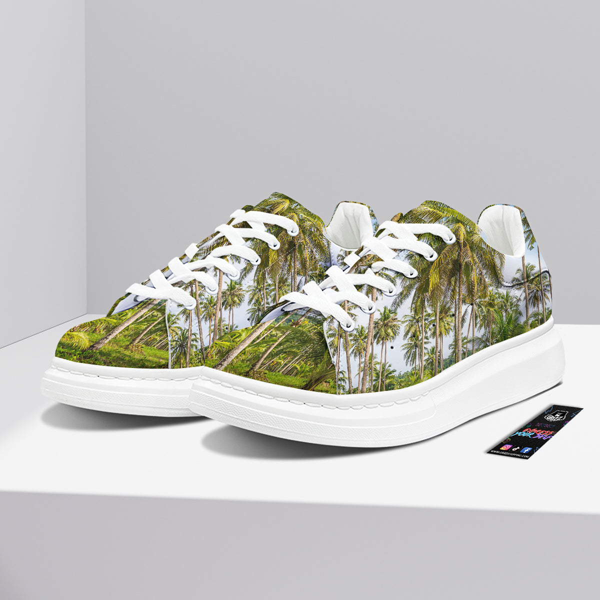 Coconut Tree Print Platform Shoes-grizzshop