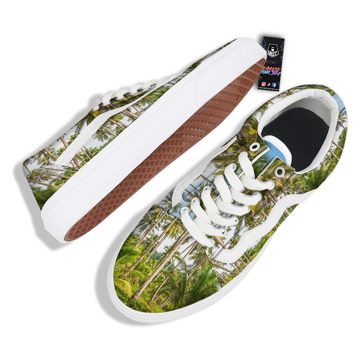 Coconut Tree Print Skate Shoes-grizzshop