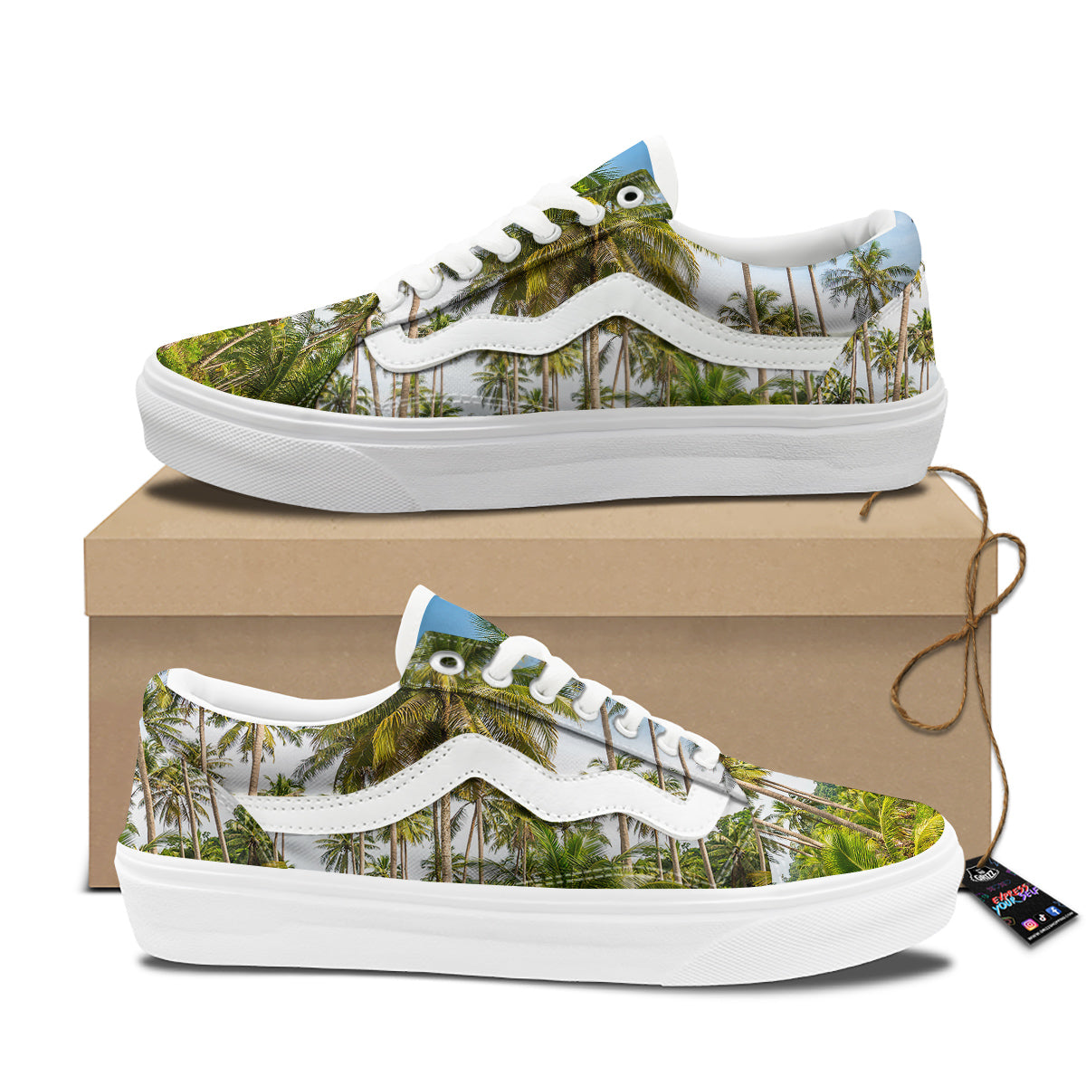 Coconut Tree Print Skate Shoes-grizzshop