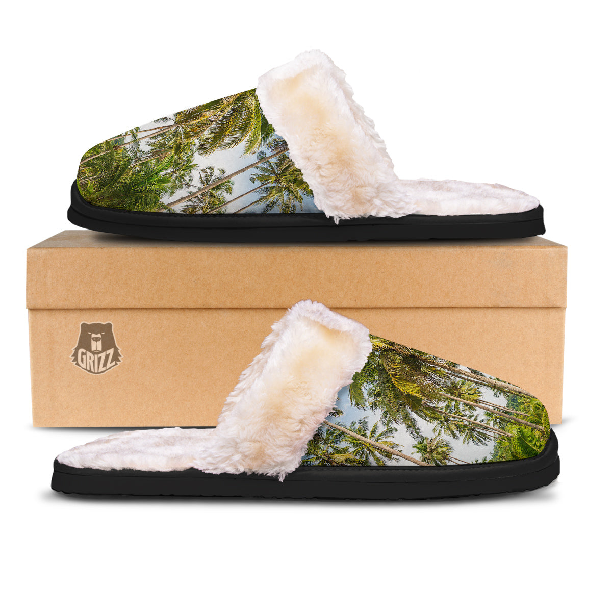 Coconut Tree Print Slippers-grizzshop