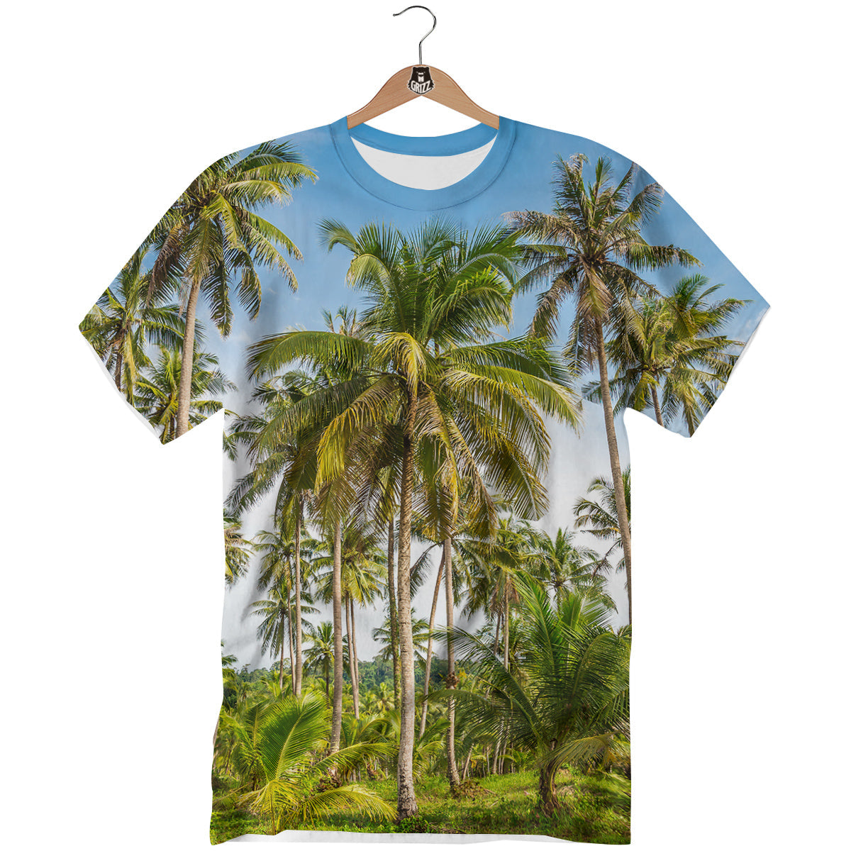 Coconut Tree Print T-Shirt-grizzshop