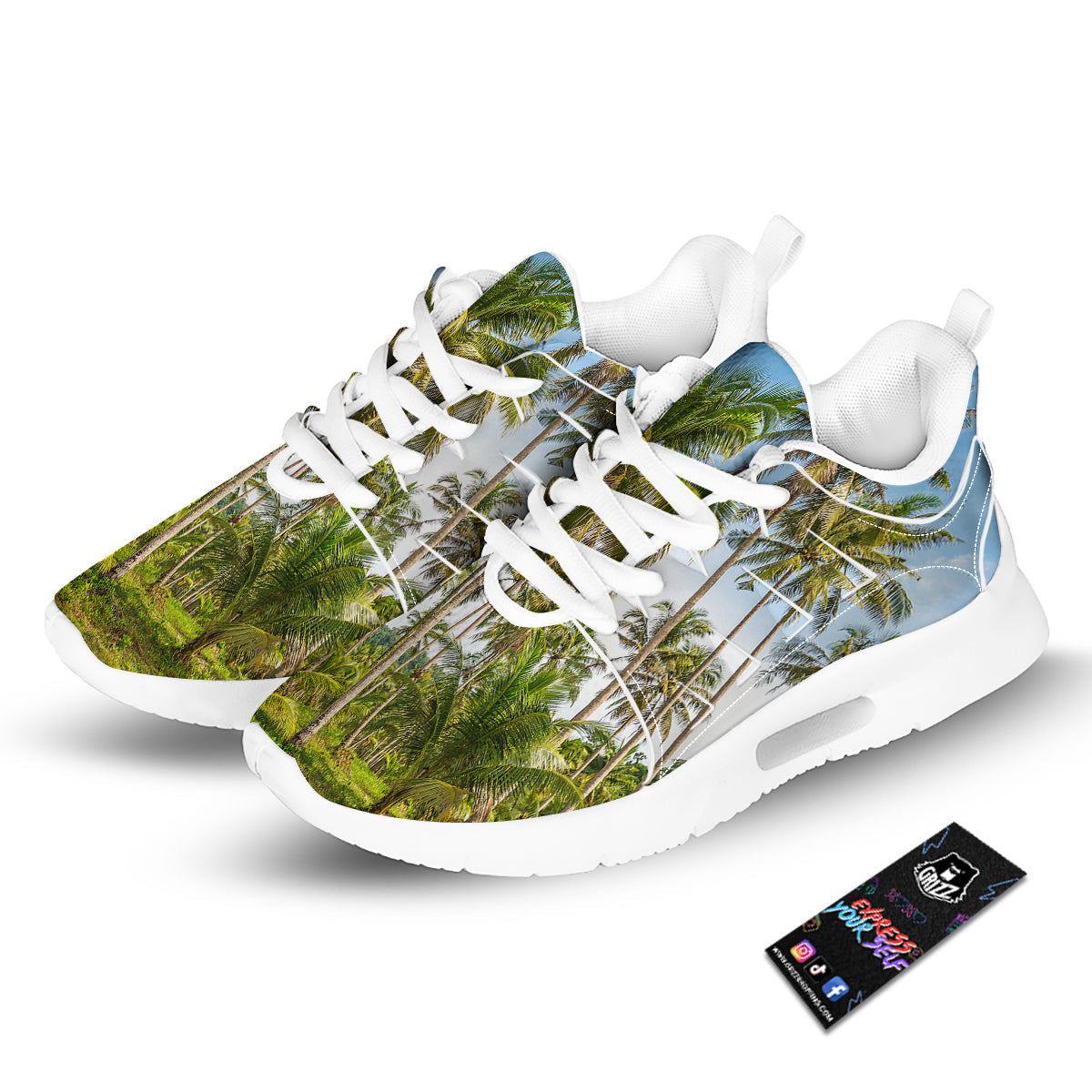 Coconut Tree Print Tennis Shoes-grizzshop