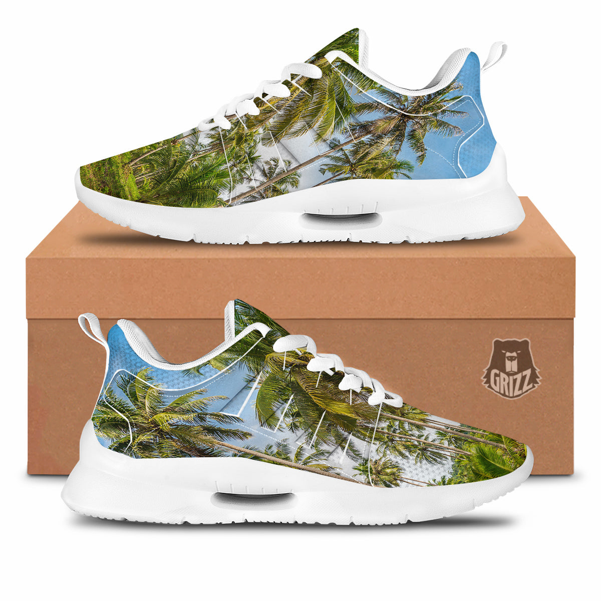 Coconut Tree Print Tennis Shoes-grizzshop
