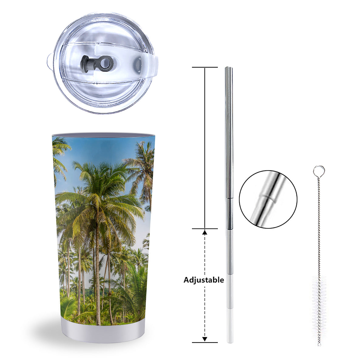 Coconut Tree Print Tumbler-grizzshop