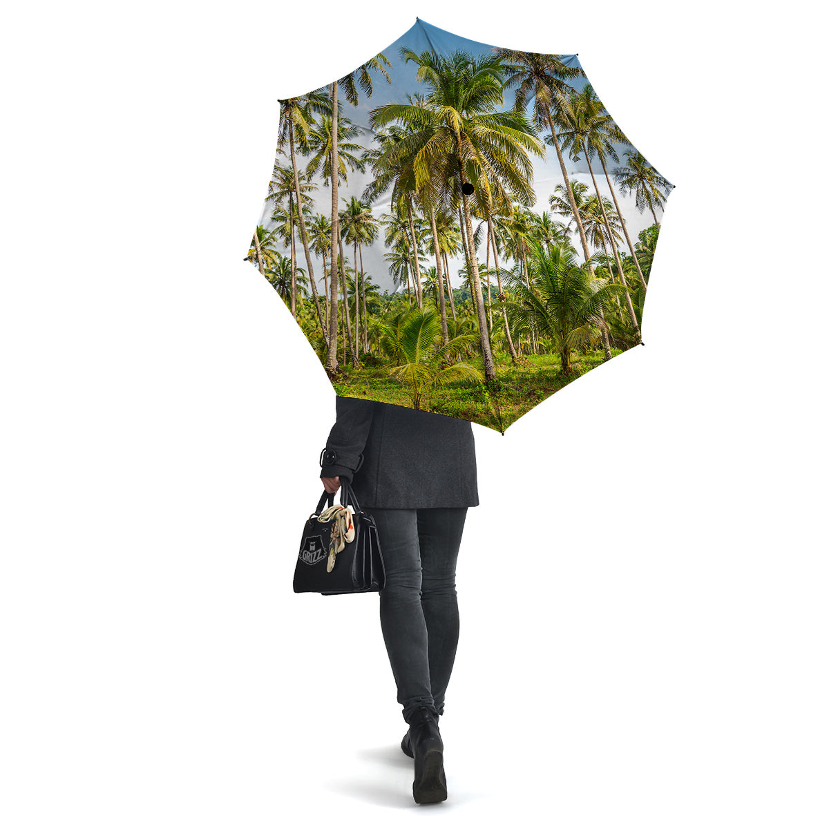 Coconut Tree Print Umbrella-grizzshop