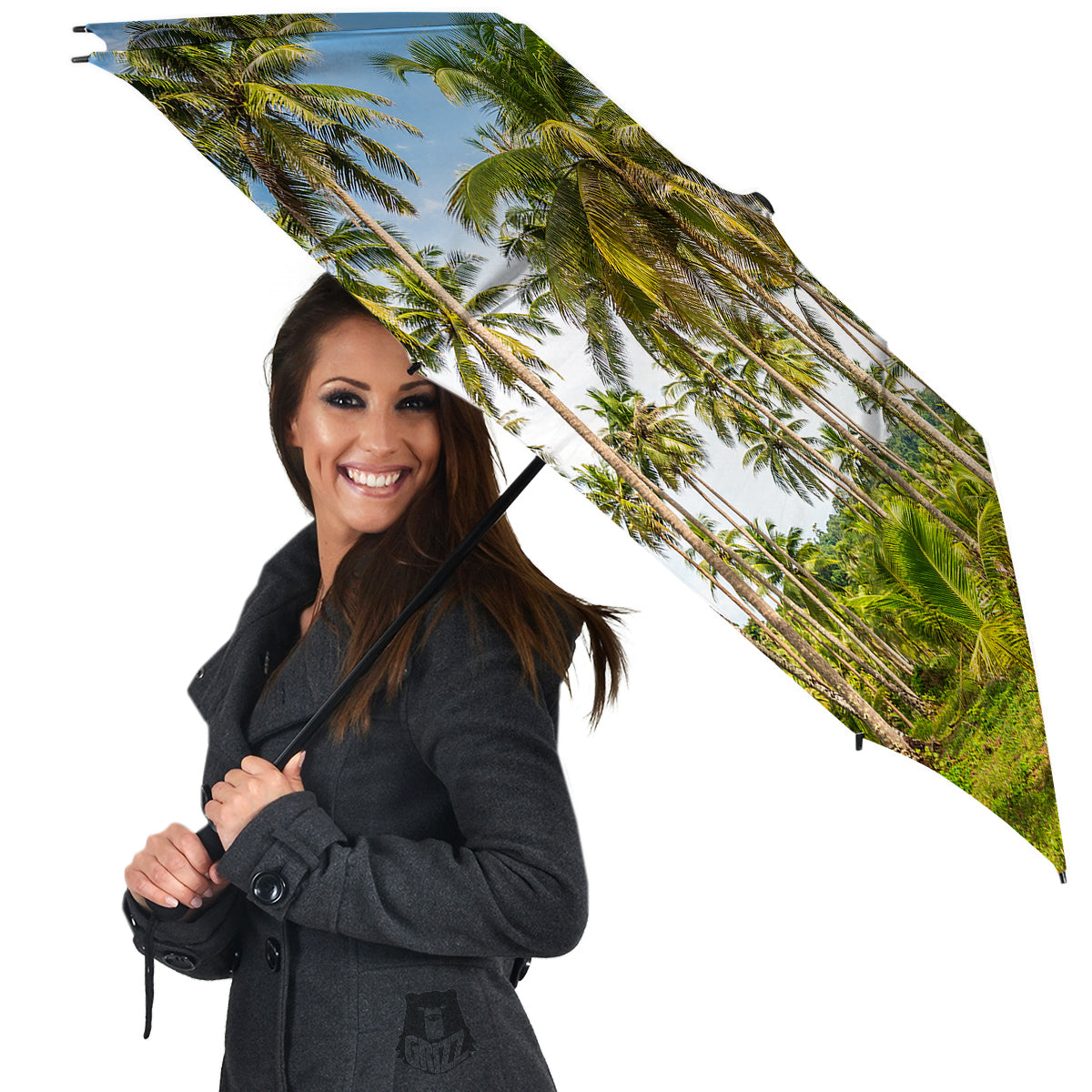 Coconut Tree Print Umbrella-grizzshop