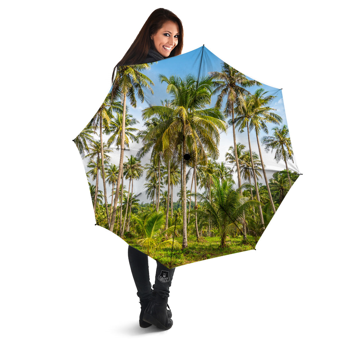Coconut Tree Print Umbrella-grizzshop