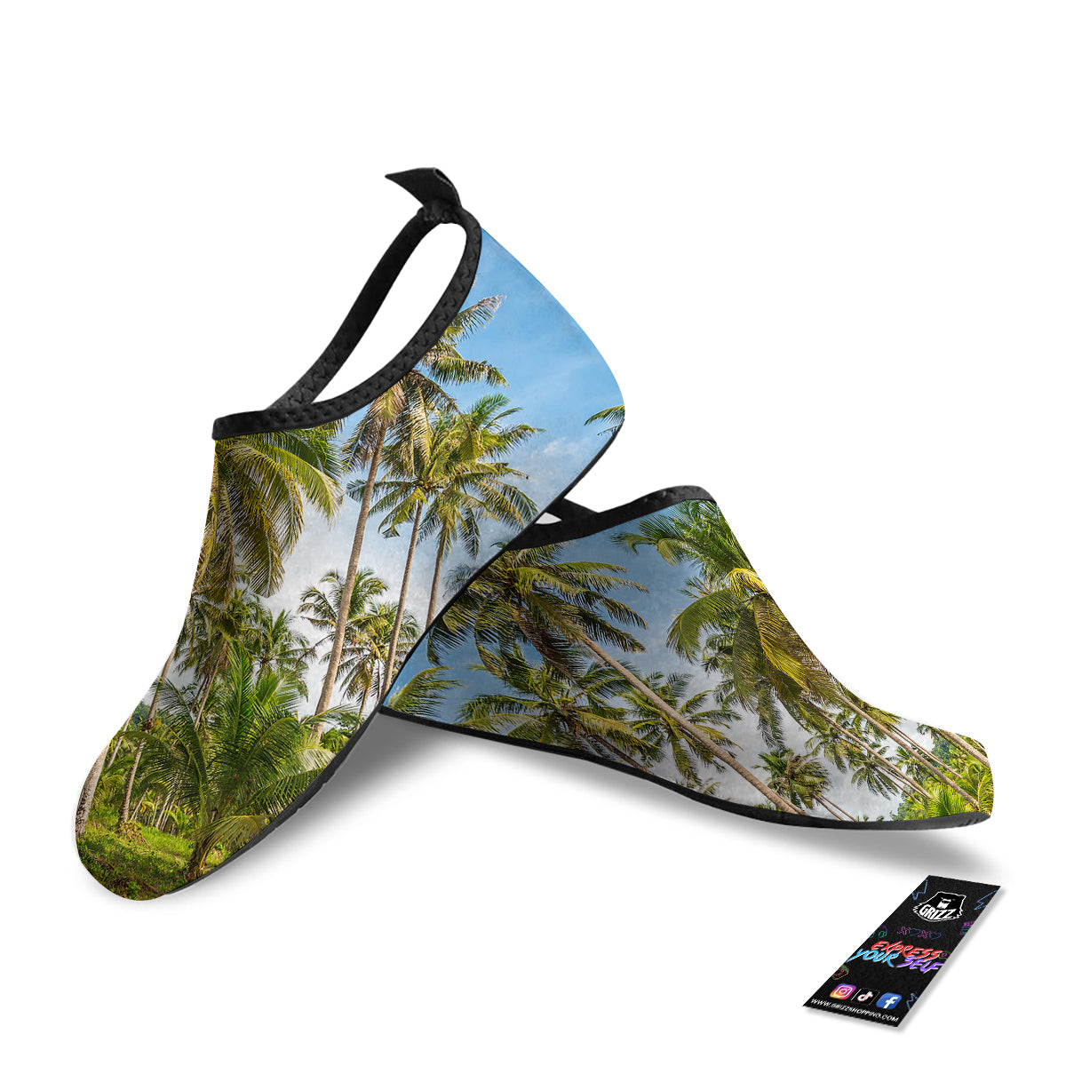 Coconut Tree Print Water Shoes-grizzshop