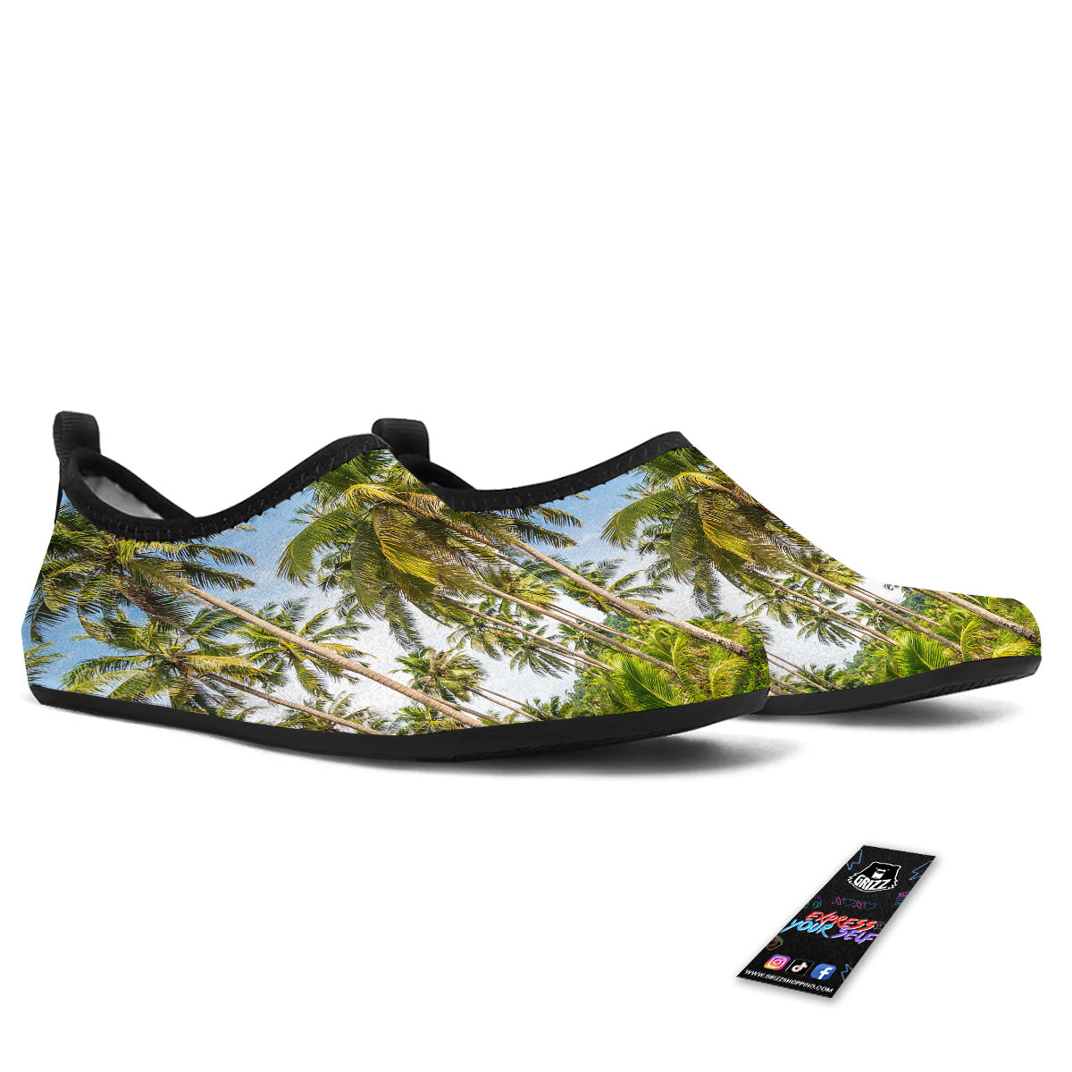 Coconut Tree Print Water Shoes-grizzshop