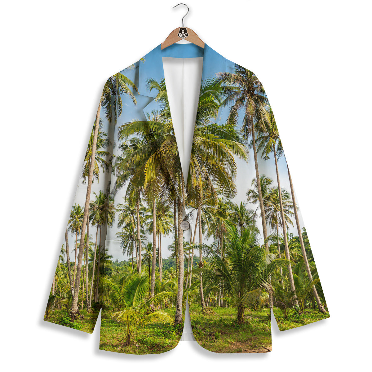 Coconut Tree Print Women's Blazer-grizzshop