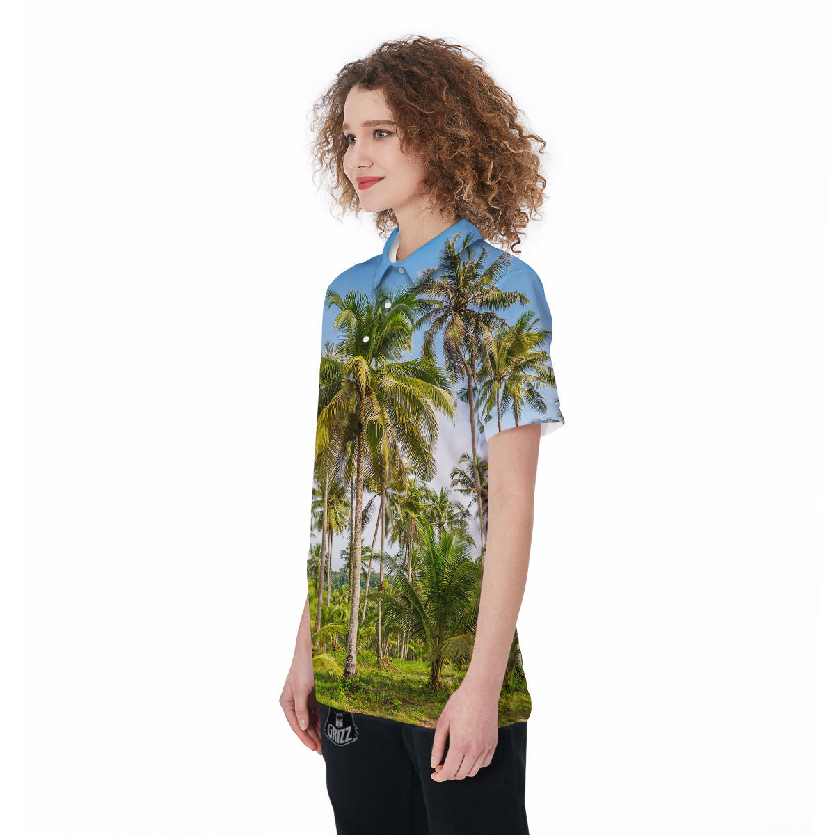 Coconut Tree Print Women's Golf Shirts-grizzshop