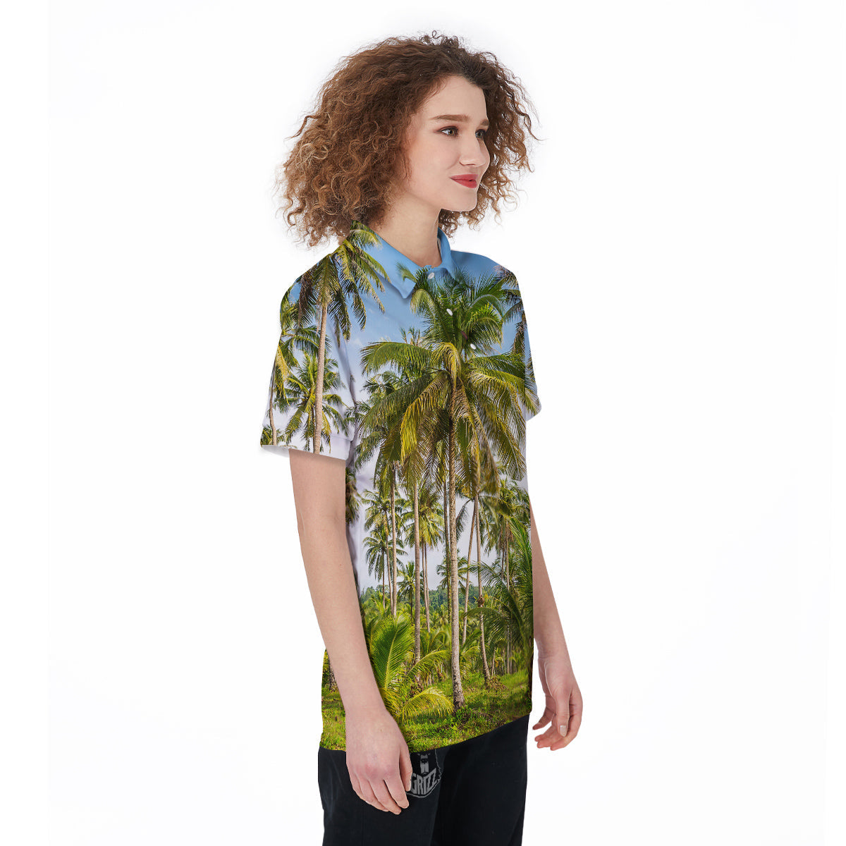 Coconut Tree Print Women's Golf Shirts-grizzshop