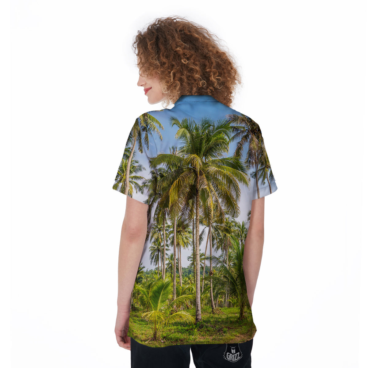 Coconut Tree Print Women's Golf Shirts-grizzshop