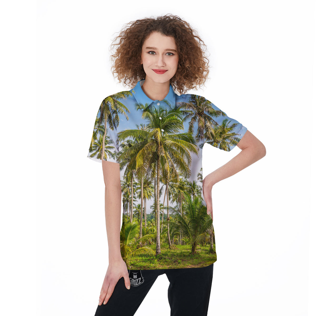 Coconut Tree Print Women's Golf Shirts-grizzshop