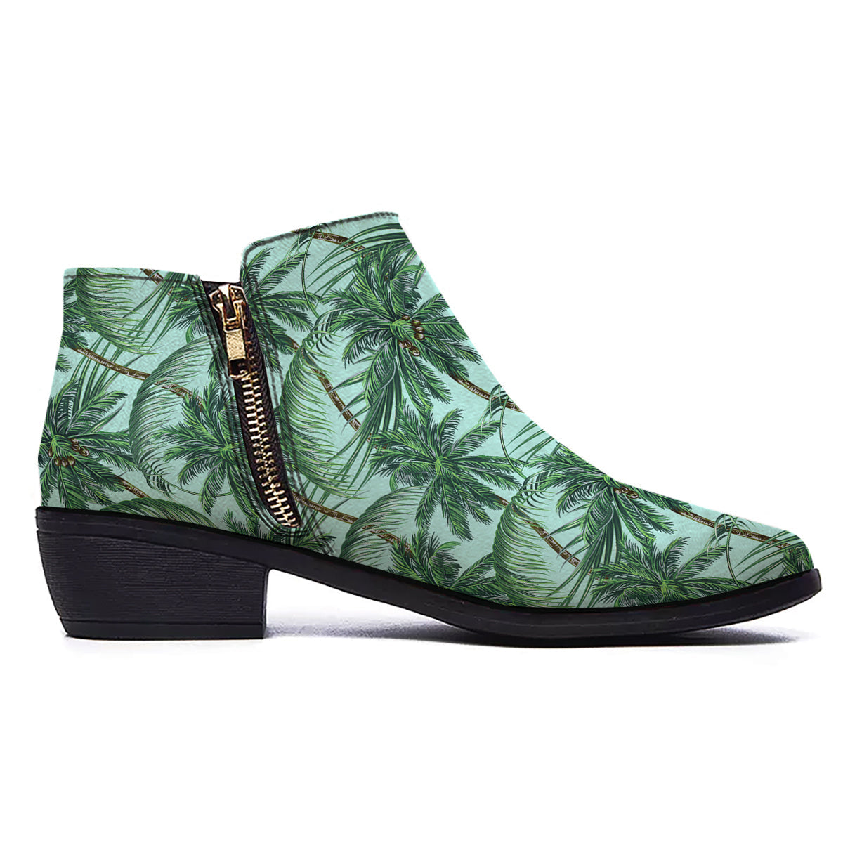 Coconut Tree Vintage Print Pattern Ankle Boots-grizzshop
