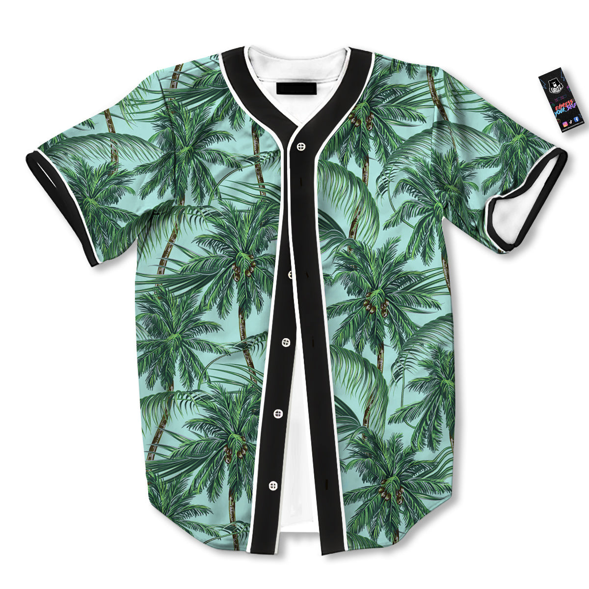 Coconut Tree Vintage Print Pattern Baseball Jersey-grizzshop
