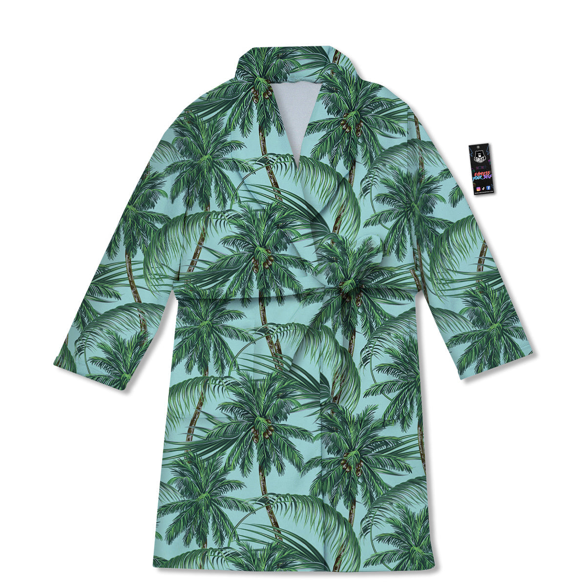 Coconut Tree Vintage Print Pattern Bathrobe-grizzshop