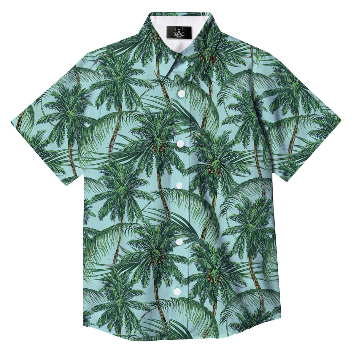 Coconut Tree Vintage Print Pattern Button Up Shirt-grizzshop