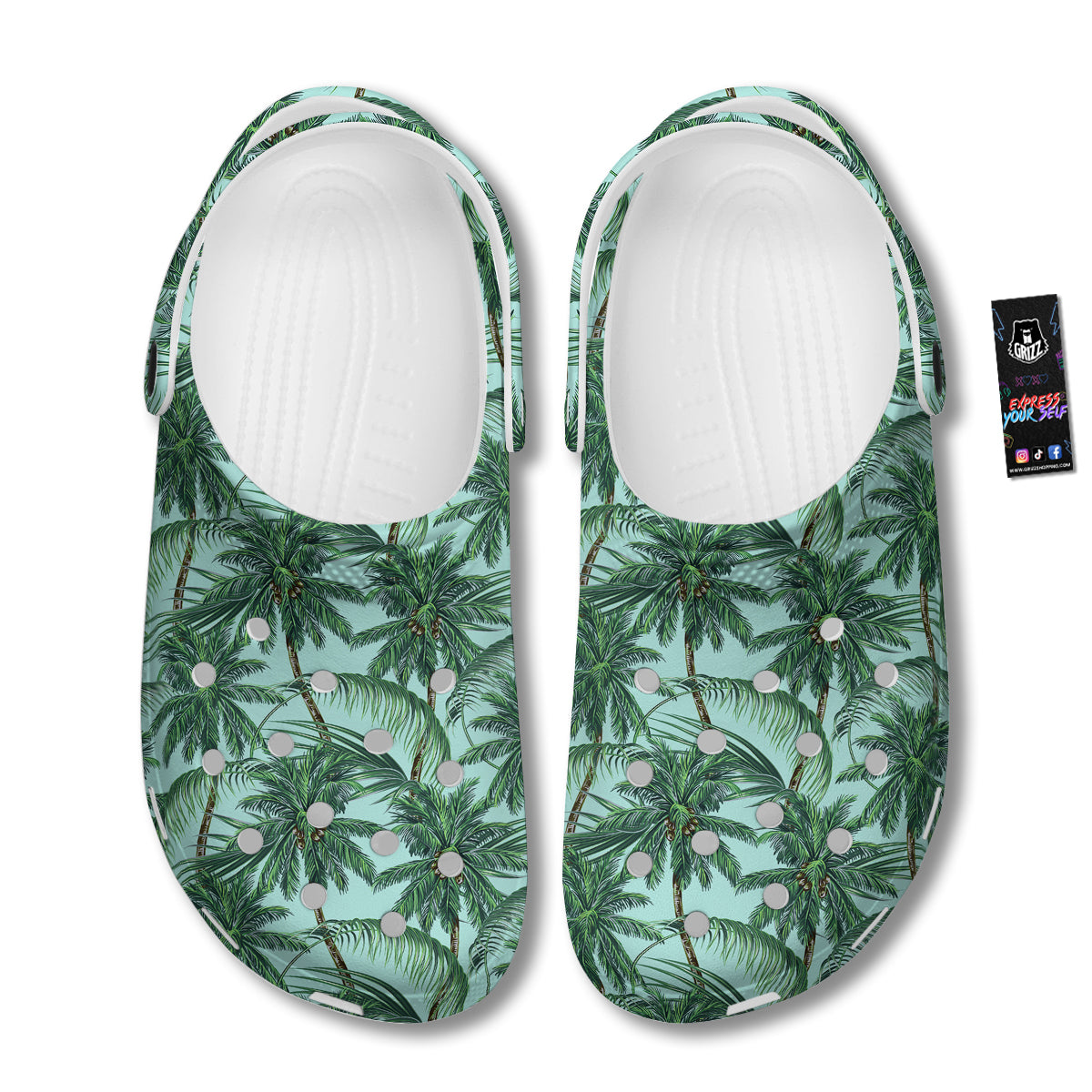 Coconut Tree Vintage Print Pattern Clog-grizzshop