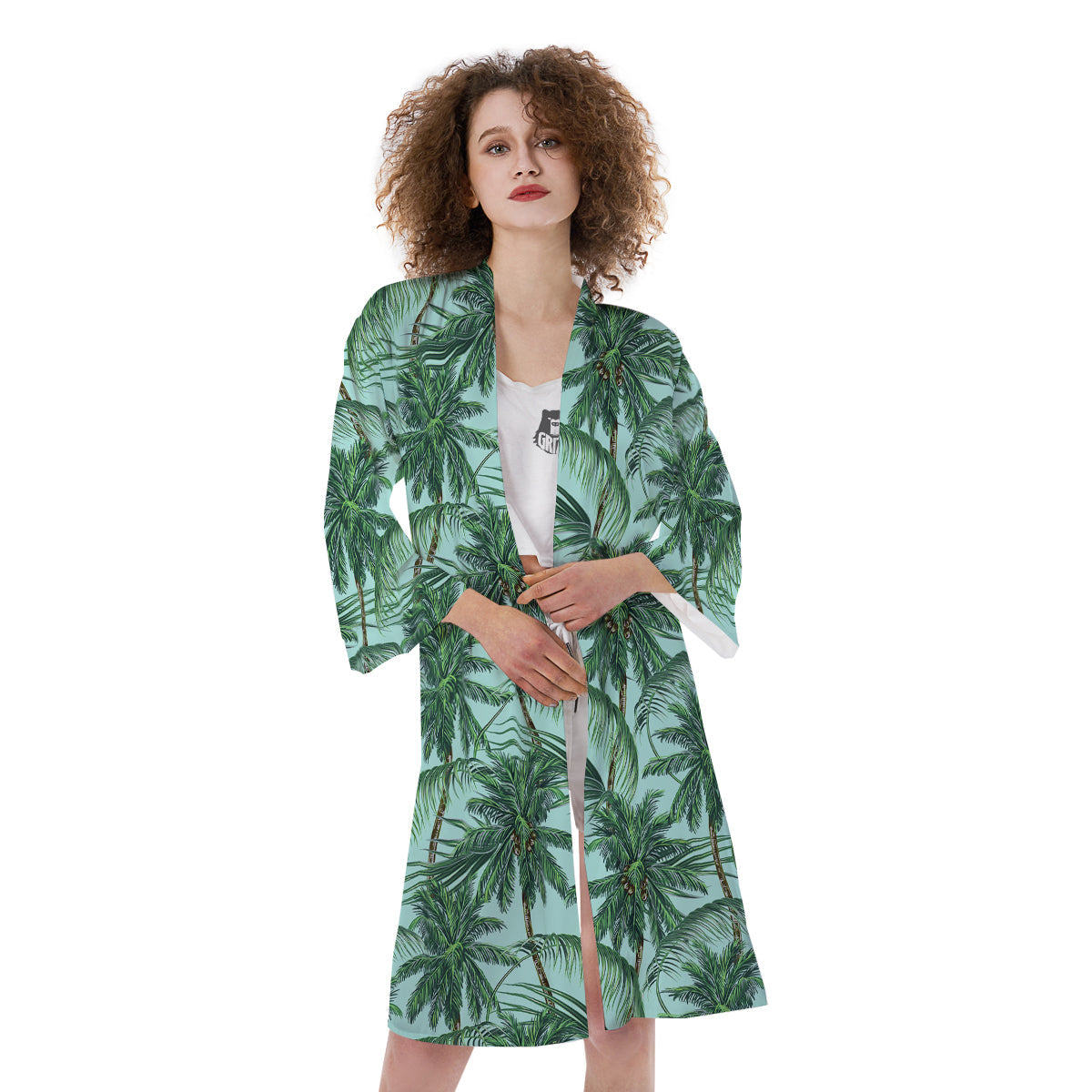 Coconut Tree Vintage Print Pattern Kimono-grizzshop