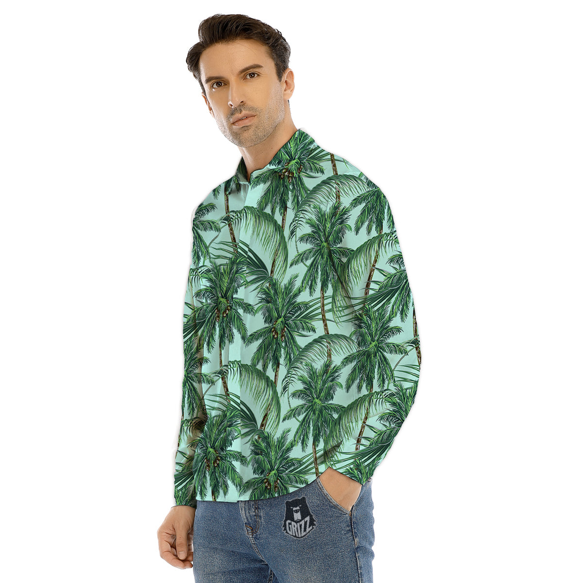 Coconut Tree Vintage Print Pattern Men's Dress Shirts-grizzshop