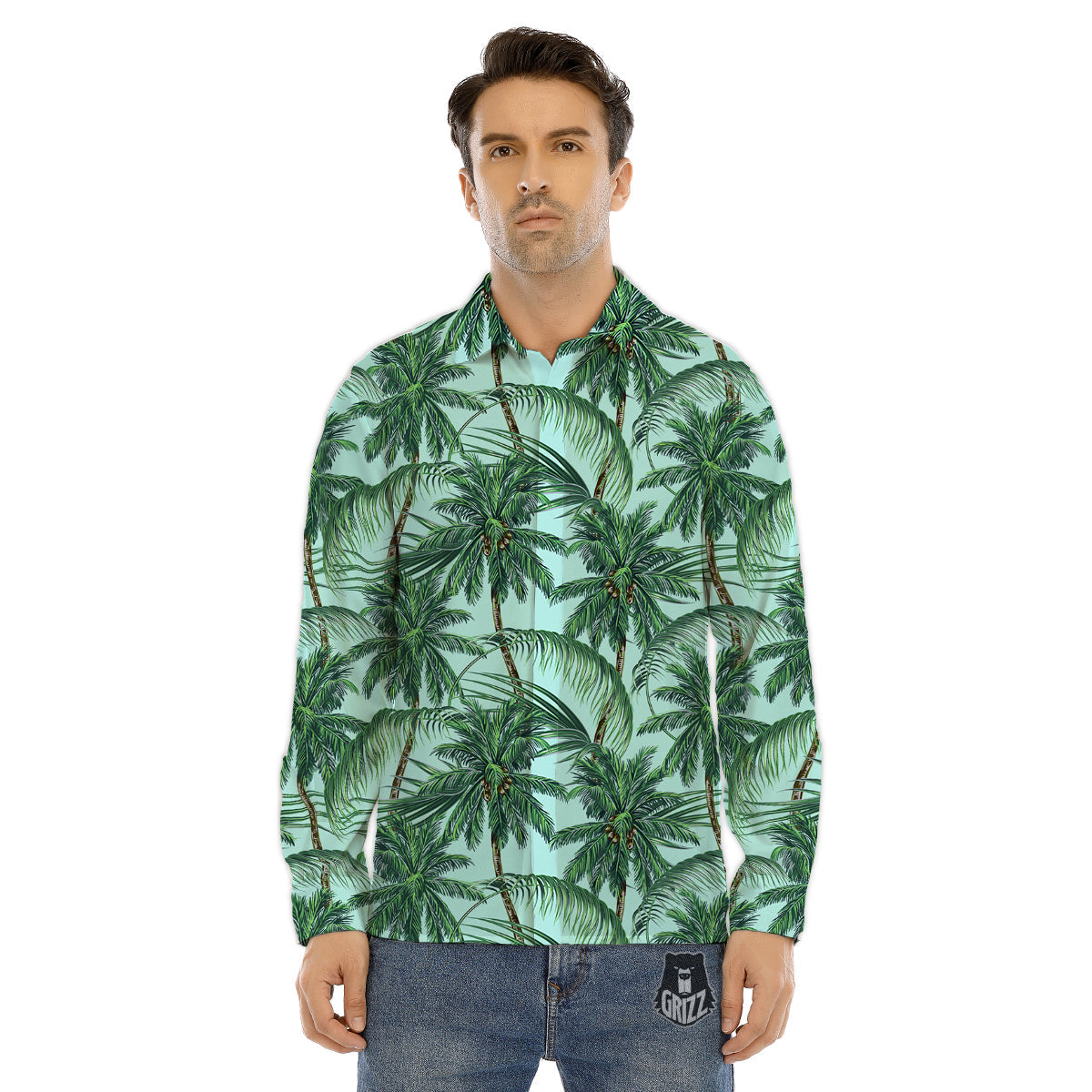 Coconut Tree Vintage Print Pattern Men's Dress Shirts-grizzshop