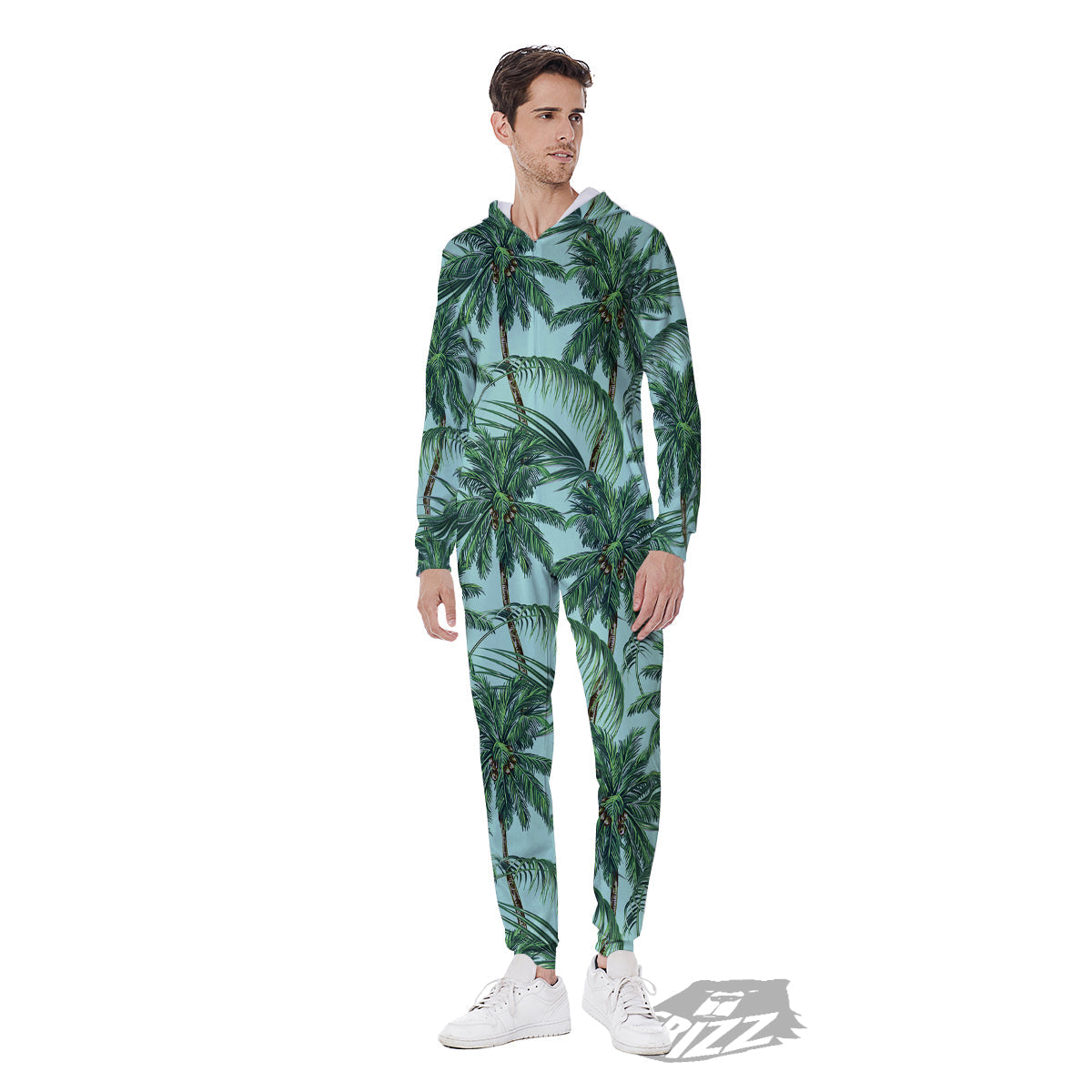 Coconut Tree Vintage Print Pattern Men's Jumpsuit-grizzshop