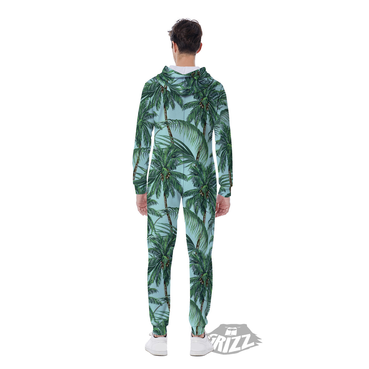 Coconut Tree Vintage Print Pattern Men's Jumpsuit-grizzshop